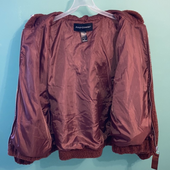 Ashley Stewart Teddy Faux Shearling Fur Hoodie Zip Jacket Plush Women’s 26 New - Picture 4 of 11